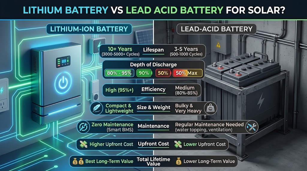Lithium Battery vs Lead Acid Battery for Solar: Which Should You Choose?